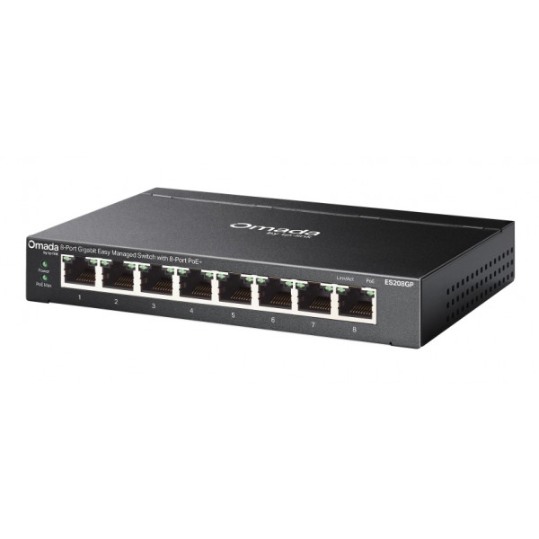 TP-LINK easy managed switch ES208GP, 8x Gigabit θύρες, PoE+, V1.0