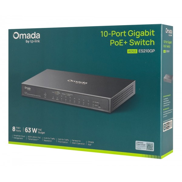 TP-LINK easy managed switch ES210GP, 10x Gigabit θύρες, PoE+, V1.0