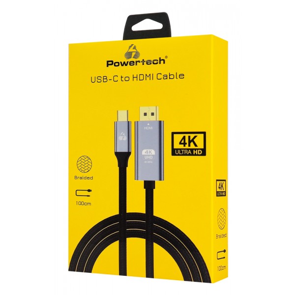 POWERTECH καλώδιο USB-C σε HDMI PTR-0171, 4K/60Hz, 10.2 Gbps, 1m, μαύρο - USB-C (Type-C)