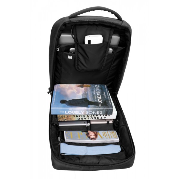 ARCTIC HUNTER τσάντα πλάτης 1701L με θήκη laptop 15.6", USB, 17L, μαύρη