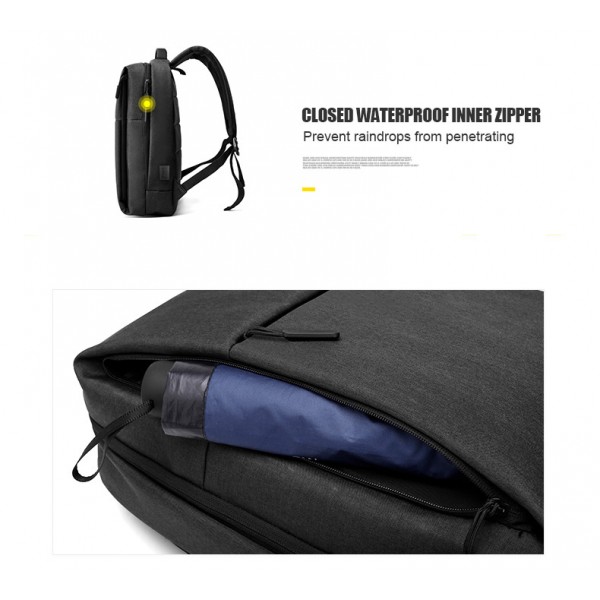 ARCTIC HUNTER τσάντα πλάτης 1701L με θήκη laptop 15.6", USB, 17L, μαύρη