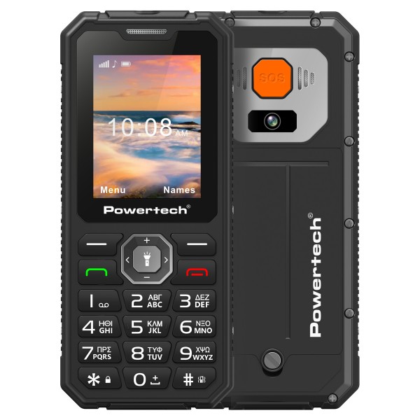 POWERTECH κινητό τηλέφωνο Sentry Armor, dual SIM, πλήκτρο SOS, 4G, IP67, μαύρο - Κινητά Τηλέφωνα