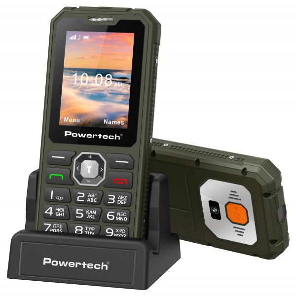 POWERTECH κινητό τηλέφωνο Sentry Armor, dual SIM, πλήκτρο SOS, 4G, IP67, χακί - Κινητά Τηλέφωνα