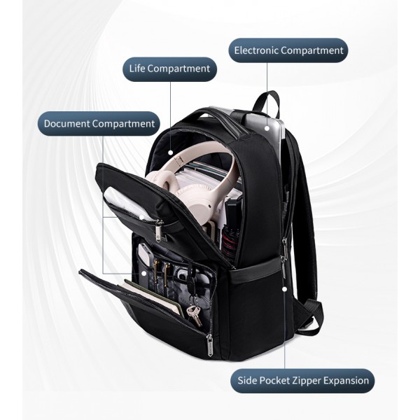 ARCTIC HUNTER τσάντα πλάτης B00808 με θήκη laptop 15.6", 19.5L, μαύρη