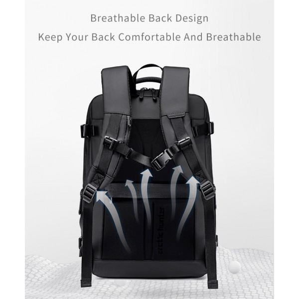 ARCTIC HUNTER τσάντα πλάτης B00866 με θήκη laptop 15.6", αεροστεγής θήκη, 35.5L/49.5L, μαύρη