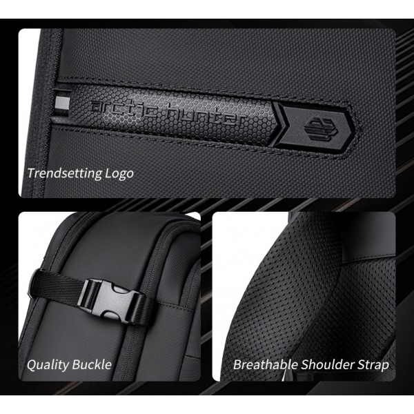ARCTIC HUNTER τσάντα πλάτης B00866 με θήκη laptop 15.6", αεροστεγής θήκη, 35.5L/49.5L, μαύρη