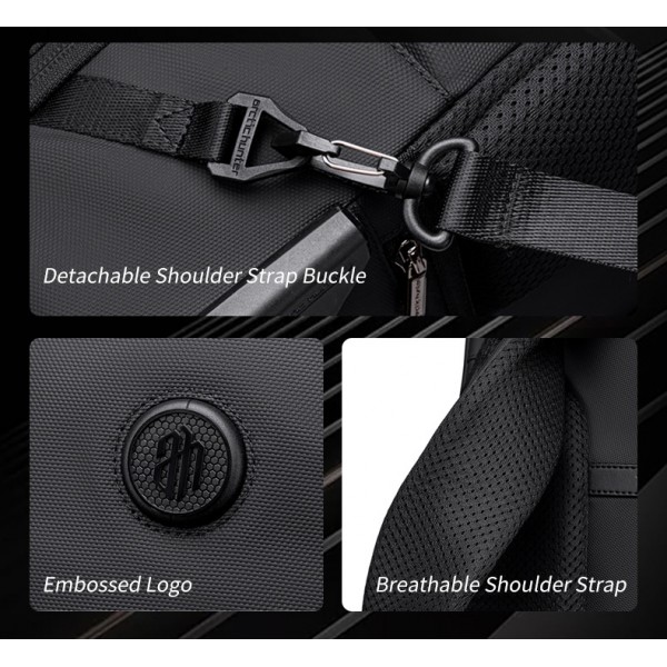 ARCTIC HUNTER τσάντα ταξιδίου LG00861 με θήκη laptop 15.6", τροχήλατη, 42L/54L, μαύρη