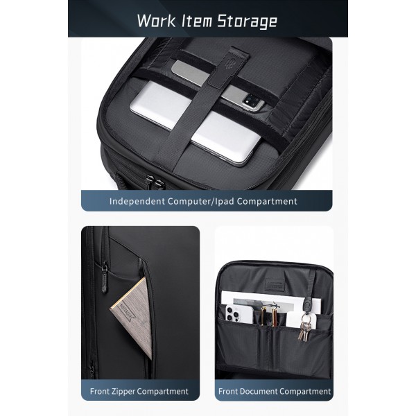 ARCTIC HUNTER τσάντα ταξιδίου LG00861 με θήκη laptop 15.6", τροχήλατη, 42L/54L, μαύρη