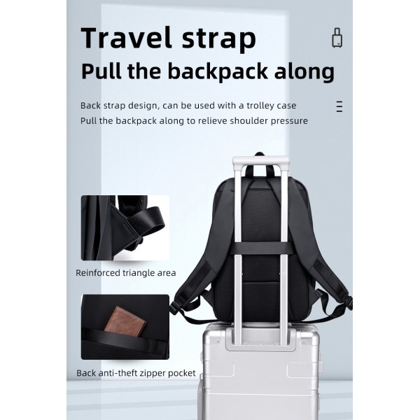 GOLDEN WOLF τσάντα πλάτης GB00705 με θήκη laptop 15.6", 17L, μαύρη