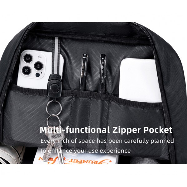 GOLDEN WOLF τσάντα πλάτης GB00705 με θήκη laptop 15.6", 17L, μαύρη