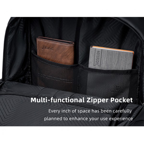 GOLDEN WOLF τσάντα πλάτης GB00731 με θήκη laptop 15.6", 17L, μαύρη