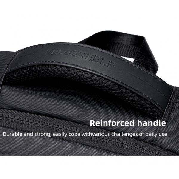 GOLDEN WOLF τσάντα πλάτης GB00707 με θήκη laptop 15.6", 21L, μαύρη