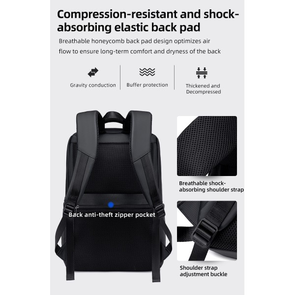 GOLDEN WOLF τσάντα πλάτης GB00707 με θήκη laptop 15.6", 21L, μαύρη