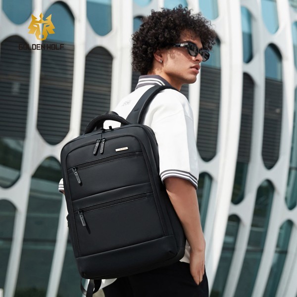 GOLDEN WOLF τσάντα πλάτης GB00707 με θήκη laptop 15.6", 21L, μαύρη - Προσωπική Φροντίδα