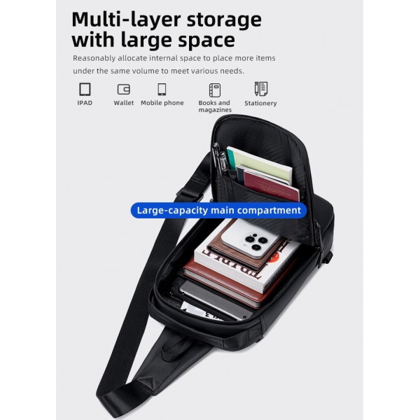 GOLDEN WOLF τσάντα Crossbody GXB00725, 4L, μαύρη