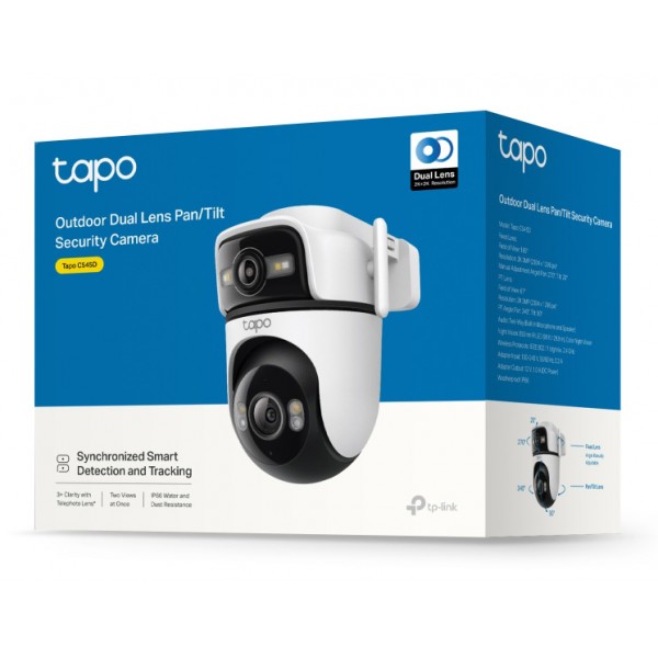 TP-LINK smart κάμερα Tapo C545D, dual lens, 2K/3MP, WiFi, PTZ, IP66, V1.0