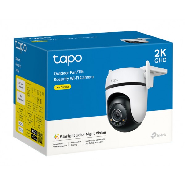 TP-LINK smart κάμερα Tapo C520WS, 2K, WiFi, PTZ, IP66, V2.0
