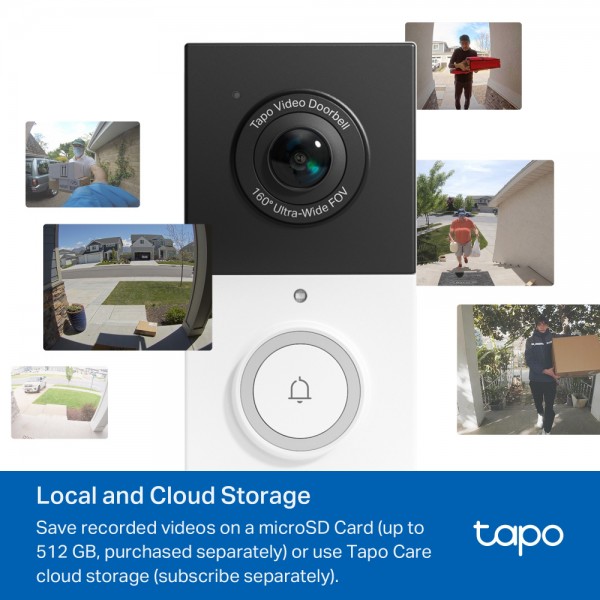TP-LINK smart κουδούνι με κάμερα Tapo D210, 2K/3MP, WiFi, 6400mAh, IP65, V2.0