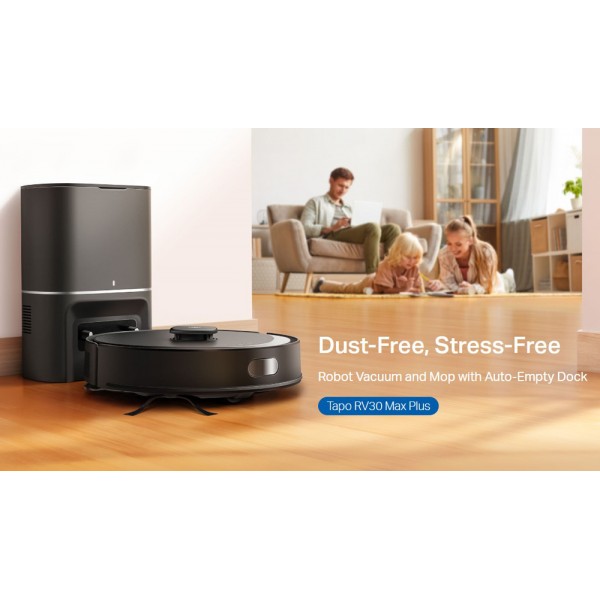 TP-LINK ρομποτική σκούπα Tapo RV30 Max Plus για σκούπισμα & σφουγγάρισμα, με χαρτογράφηση, WiFi, μαύρη, V1.0 - 