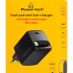 POWERTECH φορτιστής τοίχου PT-1573 με πτυσσόμενο καλώδιο, USB-C, 65W, GaN, μαύρος