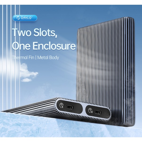 ORICO θήκη για 2x M.2 NVME SSD AM2C3-2N, 10Gbps, tool free, γκρι