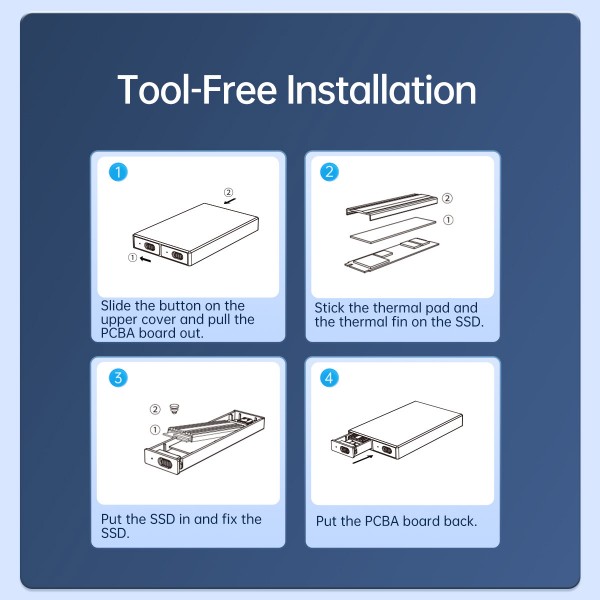 ORICO θήκη για 2x M.2 NVME SSD AM2C3-2N, 10Gbps, tool free, γκρι