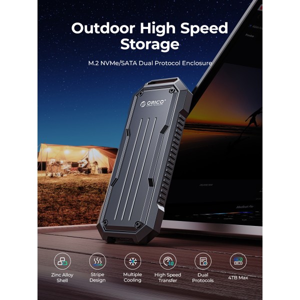 ORICO θήκη για M.2 NVME/NGFF SSD OXS2C3-G2, 10Gbps, γκρι