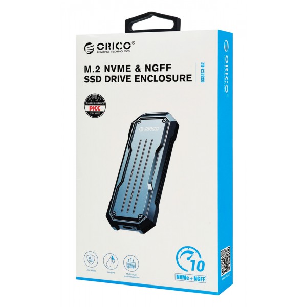 ORICO θήκη για M.2 NVME/NGFF SSD OXS2C3-G2, 10Gbps, γκρι