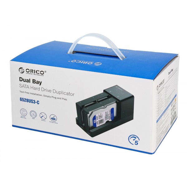ORICO docking station για 2.5" ή 3.5" SATA HDD/SSD 6528US3-C, 2 θέσεων, 5Gbps, clone function, μαύρο