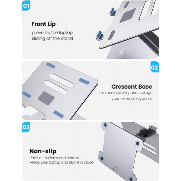 ORICO μεταλλική βάση για laptop/tablet LST-T1, 11~15.6", foldable, ασημί