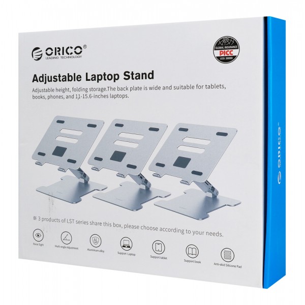ORICO μεταλλική βάση για laptop/tablet LST-T1, 11~15.6", foldable, ασημί