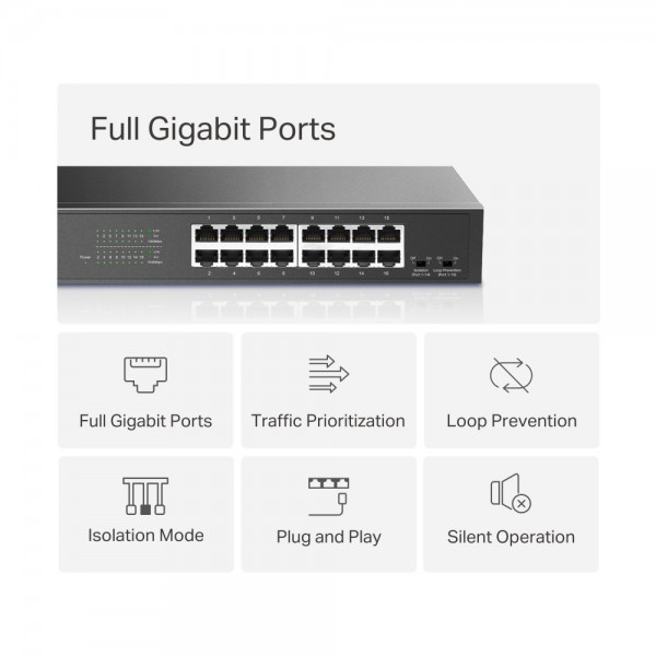 MERCUSYS desktop/rackmount switch MS116GS, 16x Gigabit θύρες, V1.0