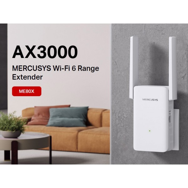 MERCUSYS range extender ME80X, WiFi 6, 3000Mbps AX3000, V1.0 - MERCUSYS