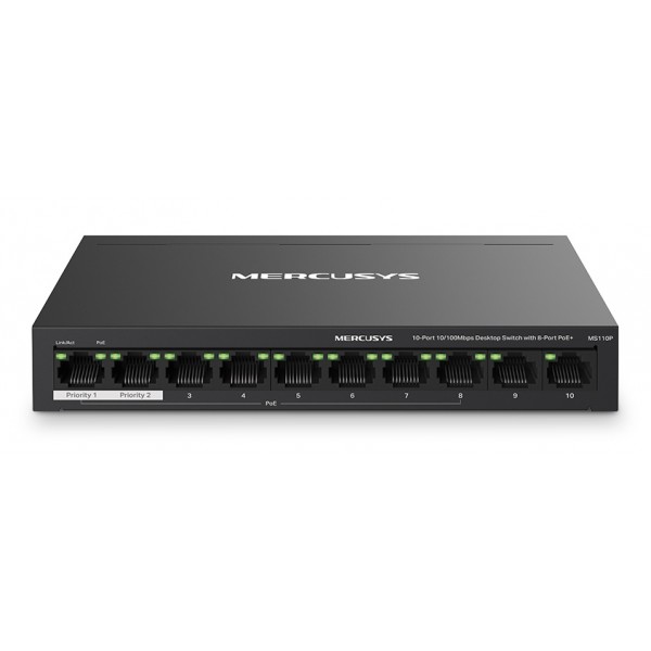 MERCUSYS desktop switch MS110P, 10x 10/100Mbps θύρες, PoE+, V1.0 - MERCUSYS