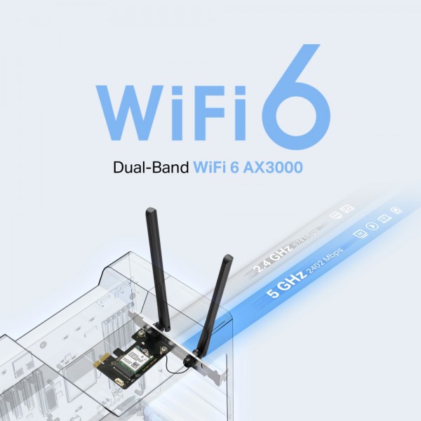 MERCUSYS κάρτα δικτύου WiFi 6 & Bluetooth MA80XE, 3000Mbps AX3000, PCIe, V2.0