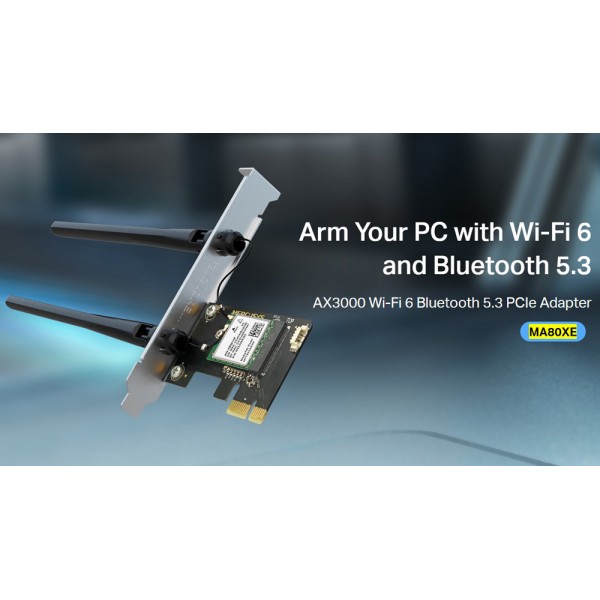 MERCUSYS κάρτα δικτύου WiFi 6 & Bluetooth MA80XE, 3000Mbps AX3000, PCIe, V2.0 - Κάρτες Δικτύου - USB Dongles