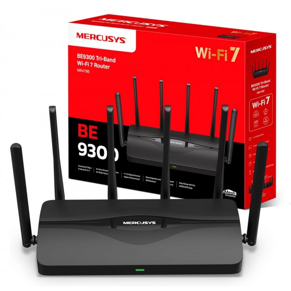 MERCUSYS router MR47BE, WiFi 7, 9.3Gbps BE9300, Tri-Band, V2.0