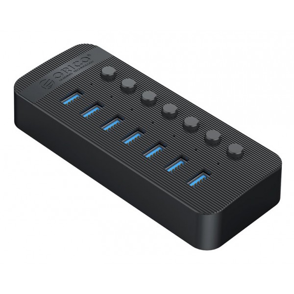 ORICO USB hub CT2U3-7AB με διακόπτες, 7x θυρών, USB 3.0, 5Gbps, USB σύνδεση, μαύρο - Συνοδευτικά PC