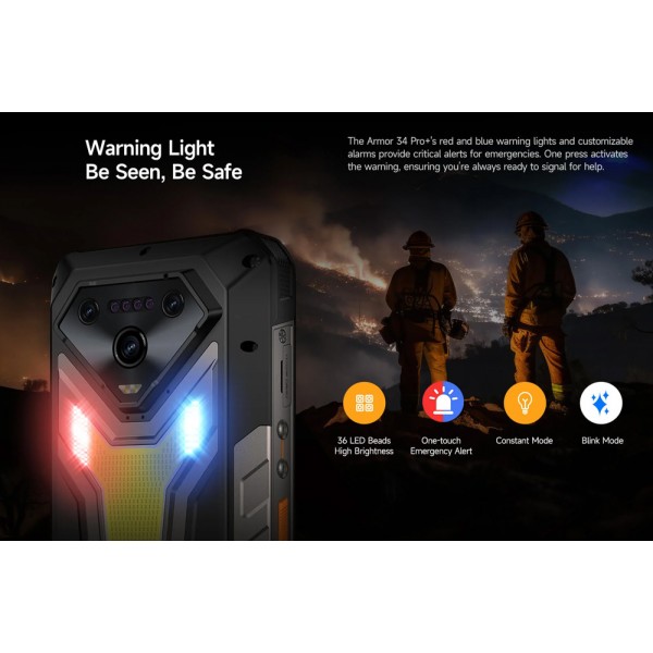ULEFONE smartphone Armor 34 Pro Plus με βιντεοπροβολέα, 6.95", 5G, 16/512GB, 25500mAh, IP68/IP69K/MIL-STD-810H, μαύρο