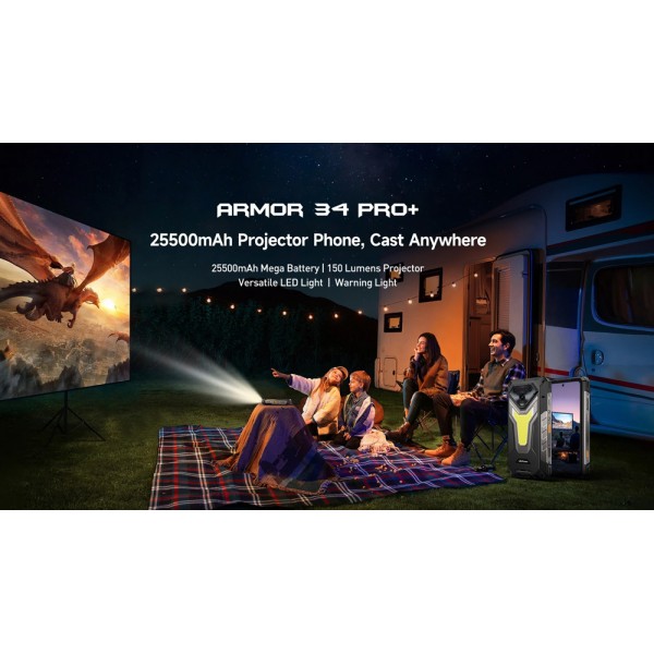 ULEFONE smartphone Armor 34 Pro Plus με βιντεοπροβολέα, 6.95", 5G, 16/512GB, 25500mAh, IP68/IP69K/MIL-STD-810H, μαύρο - 