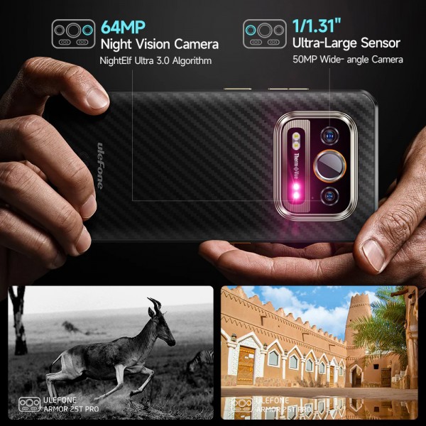 ULEFONE smartphone Armor 25T Pro, 6.78", 8/256GB, 5G, 6500mAh, IP68/IP69K/MIL-STD-810H, μαύρο