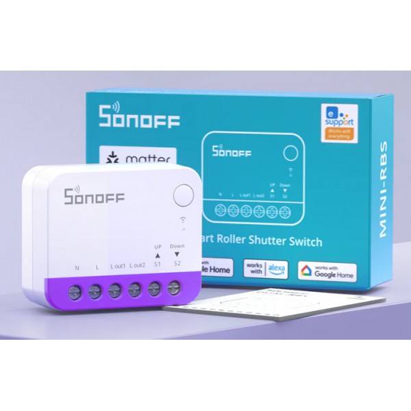 SONOFF smart διακόπτης MINI-RBS για μηχανισμό κουρτινών, WiFi, συμβατός με Matter, λευκός