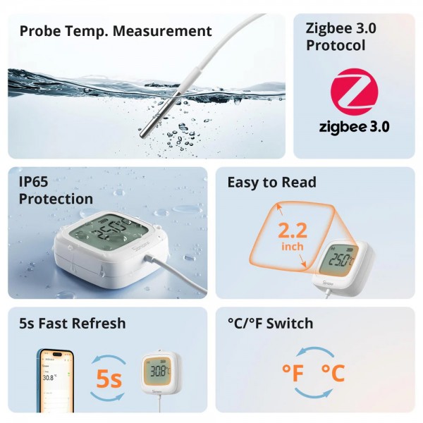 SONOFF smart θερμόμετρο SNZB-02LD, έως 115 °C, ZigBee 3.0, λευκό - Service & Εργαλεία