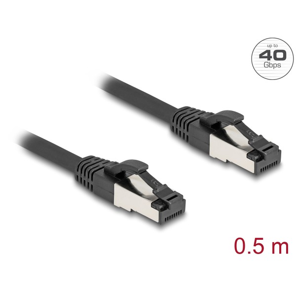 DELOCK καλώδιο δικτύου 80570, CAT 8.1 S/FTP, copper, 2000MHz, 0.50m, μαύρο - Δίκτυο
