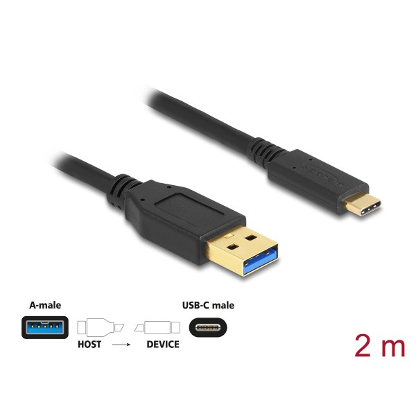 DELOCK καλώδιο USB-C σε USB 84004, 10Gbps, 2m, μαύρο - DeLock