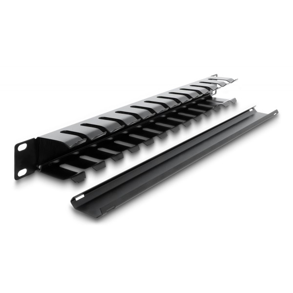 DELOCK cable management 67628 για rack 19"/1U, με βούρτσα προστασίας, μεταλλικό, μαύρο