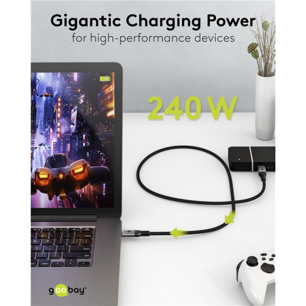 GOOBAY καλώδιο USB-C 74776, USB4, 240W, 80Gbps, 16K/60Hz, 1.5m, μαύρο