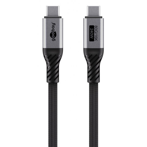 GOOBAY καλώδιο USB-C 74776, USB4, 240W, 80Gbps, 16K/60Hz, 1.5m, μαύρο