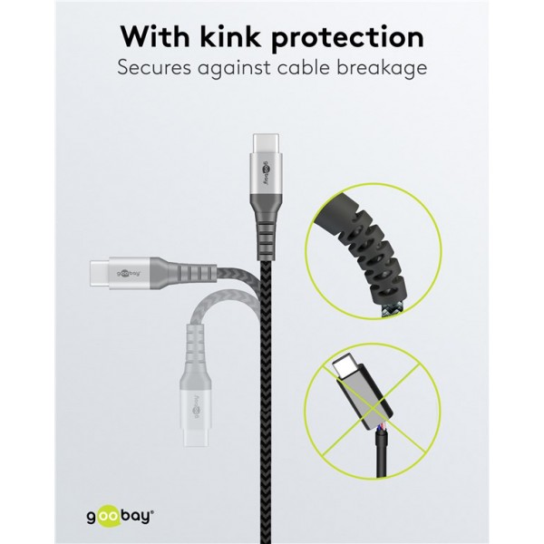 GOOBAY καλώδιο USB-C 79559, 60W, 480Mbps, 0.15m, μαύρο