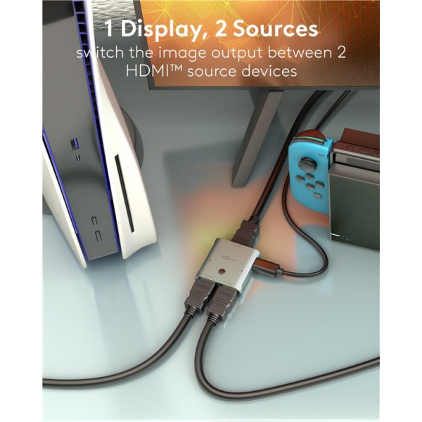 GOOBAY HDMI switch 77791, 2 σε 1, 8K/60Hz, γκρι - Σύγκριση Προϊόντων